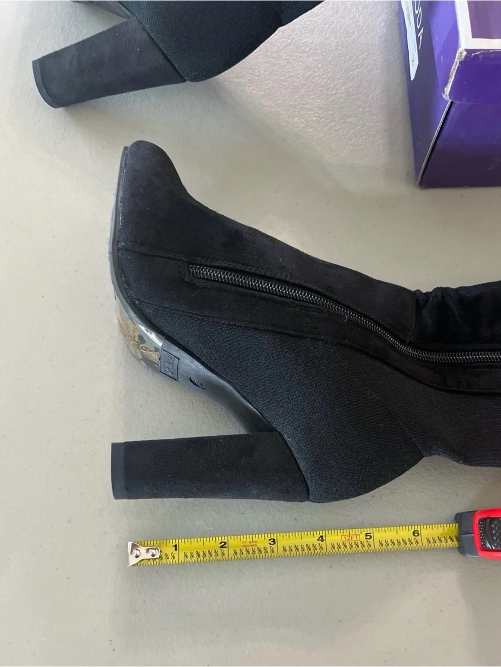 Black Knee-High Block Heel Boots - Women Shoes Size 5.5